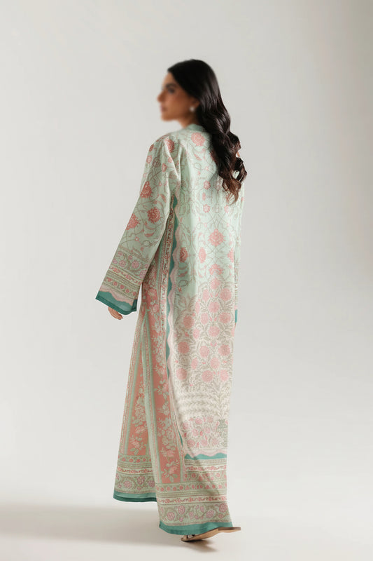Light Green V Neck Long Shirt (UNSTITCHED)
