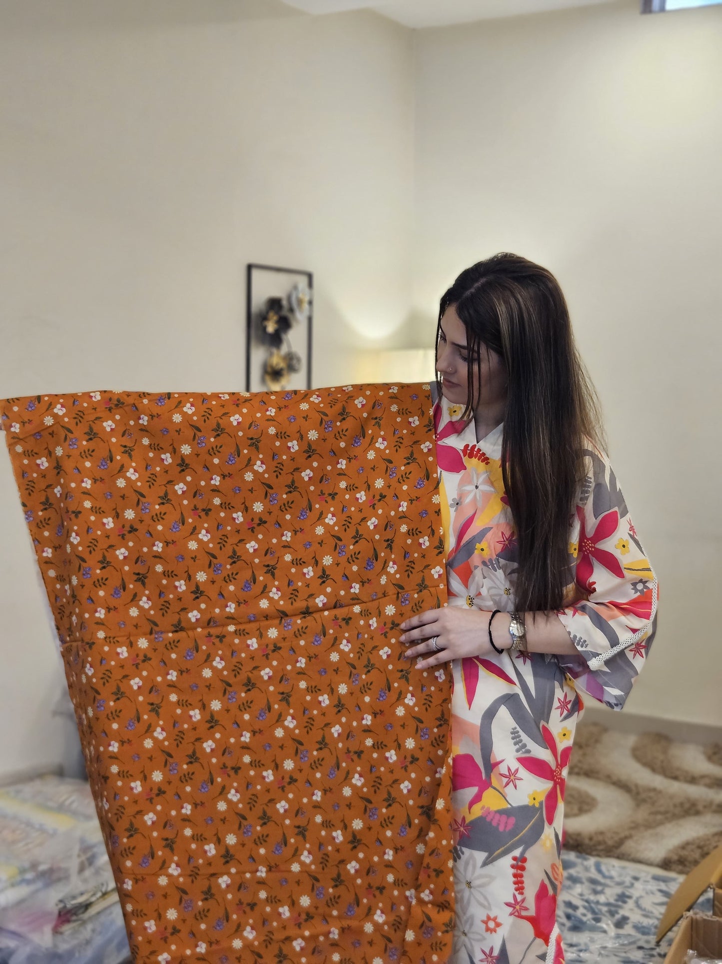 Bronze Small Floral 2 Piece (UNSTITCHED)