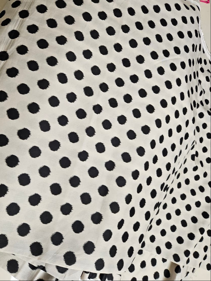 White Black Polka Dots (UNSTITCHED)