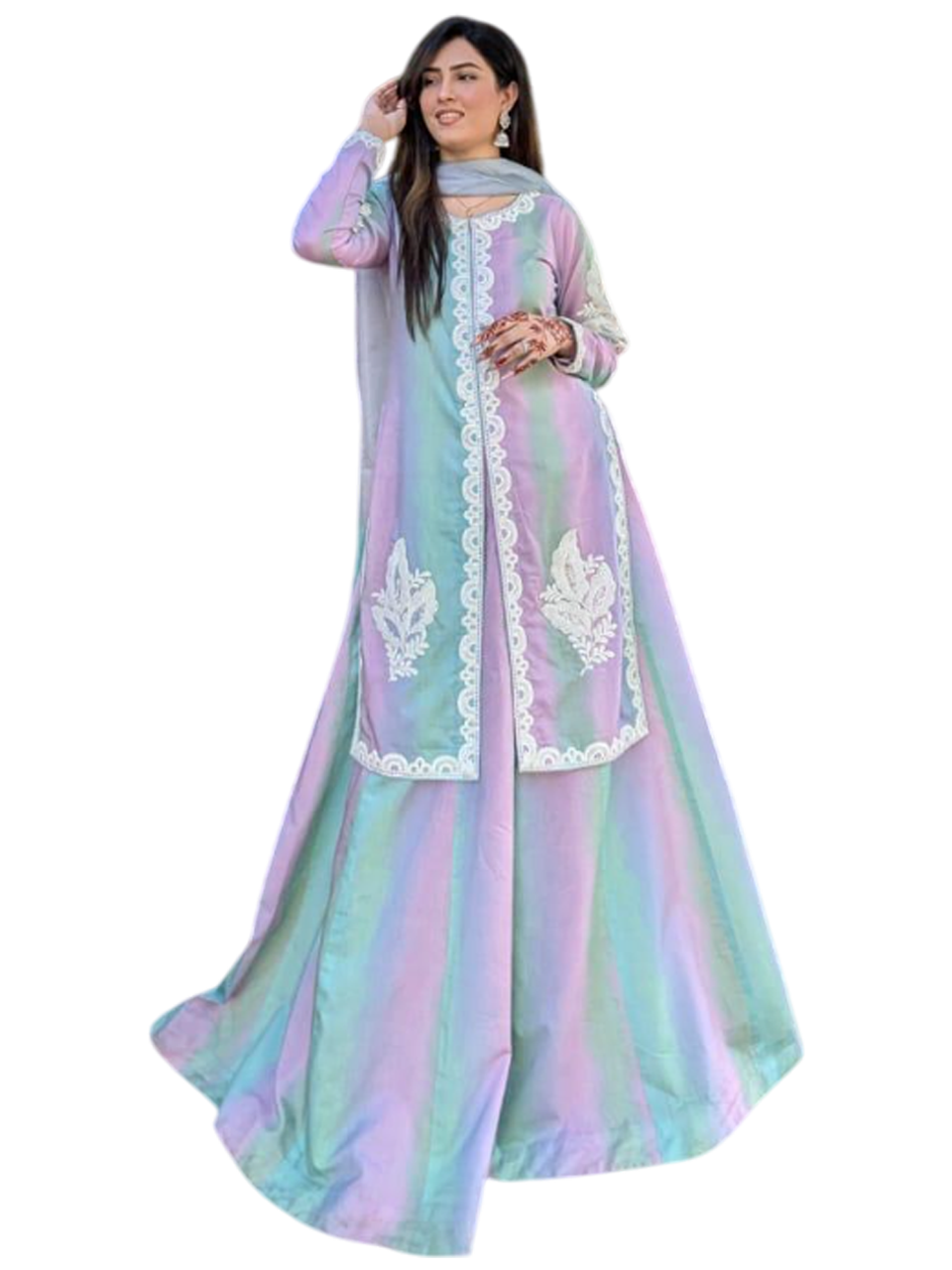 Cyan Pink Gharara Dress