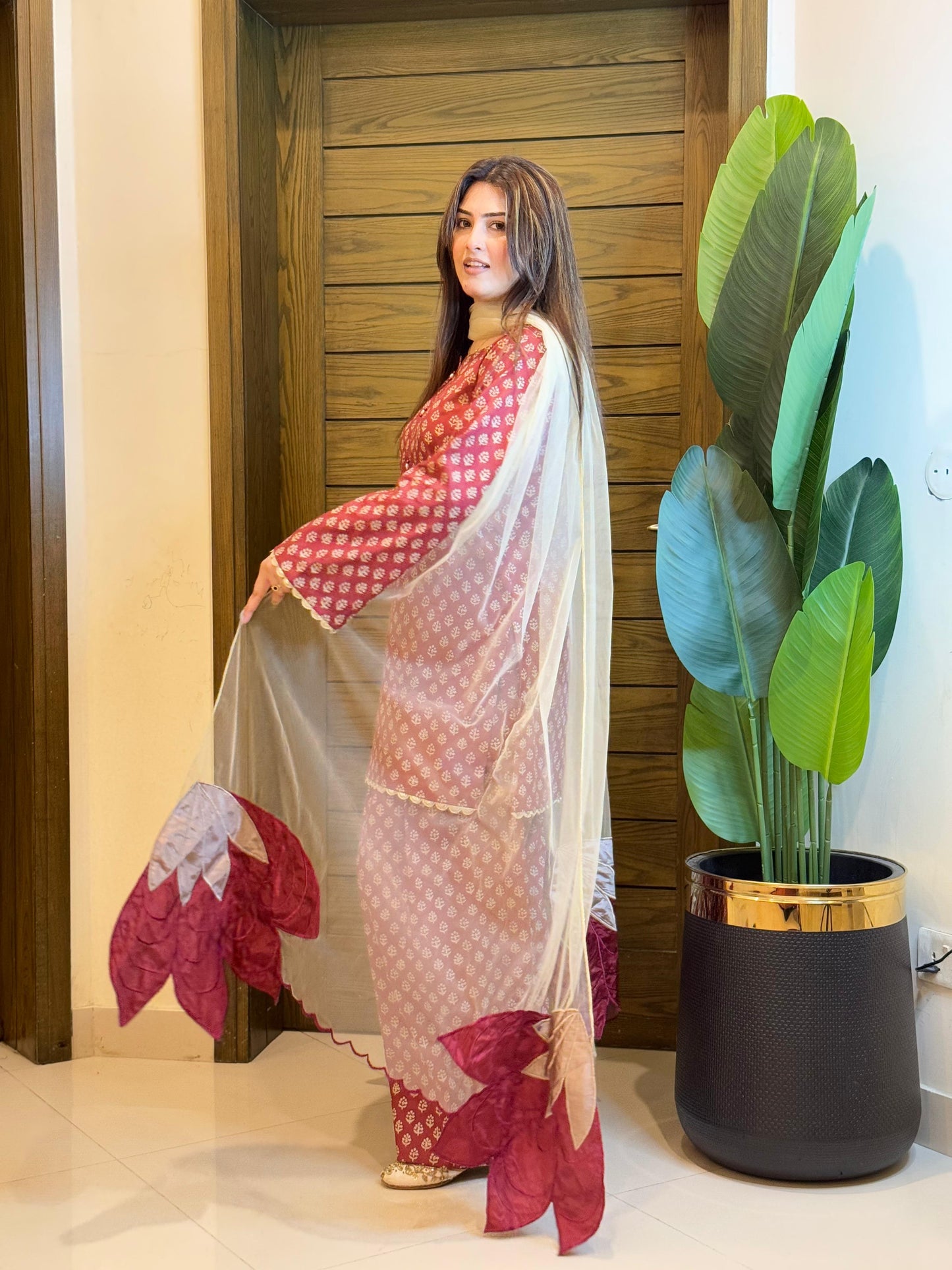 Maroon Farshi Shalwaar with Shirt (UNSTITCHED)