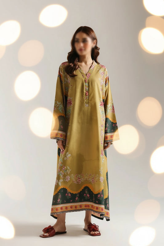 Golden Black Long Shirt (UNSTITCHED)