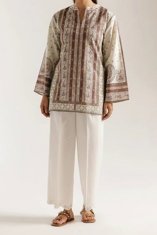Beige Latte Short Shirt (UNSTITCHED)