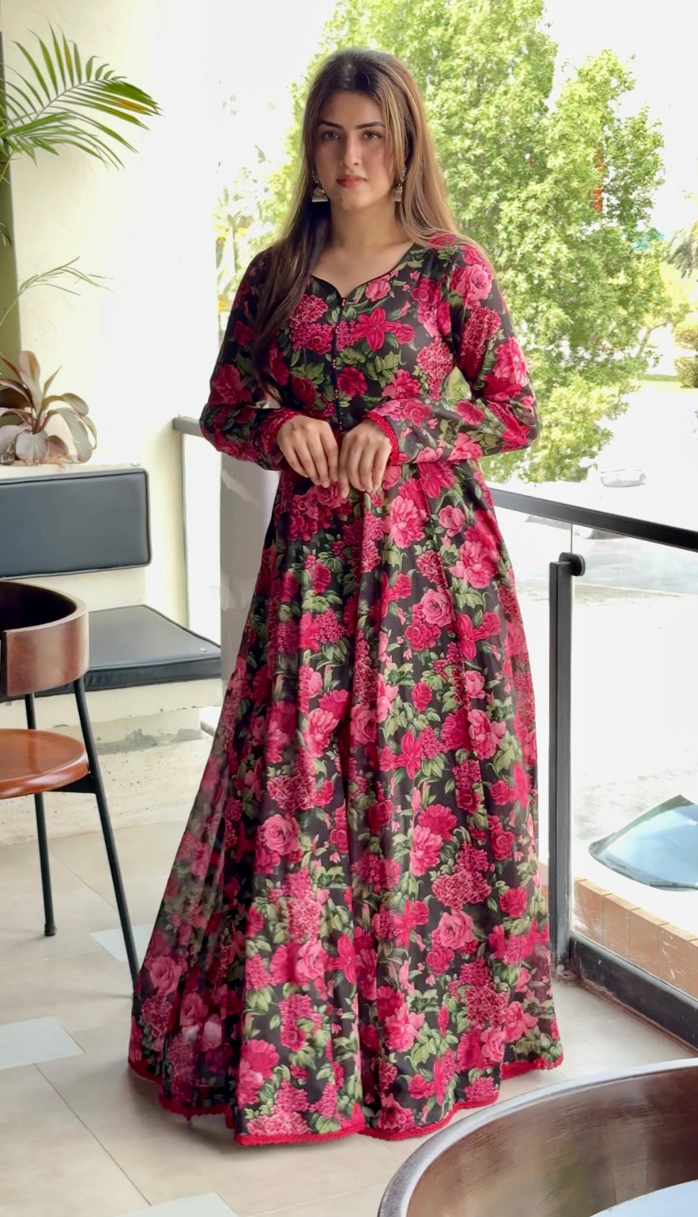 Red Rose Black 2 Piece All-Over (UNSTITCHED)