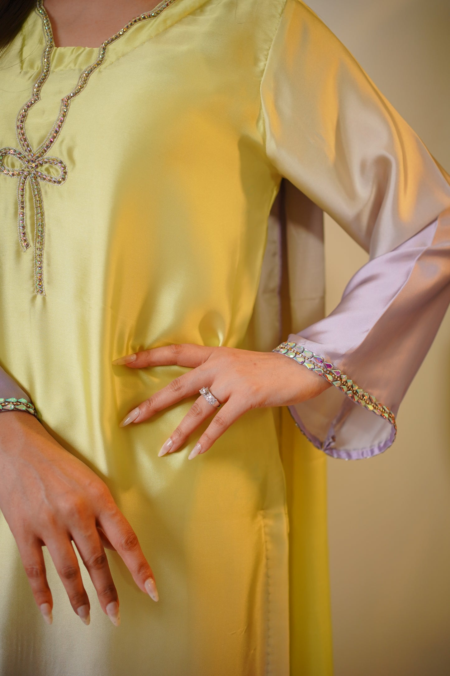 Lime Silk Two Tone 3 piece DRESS with Dupatta (STITCHED)