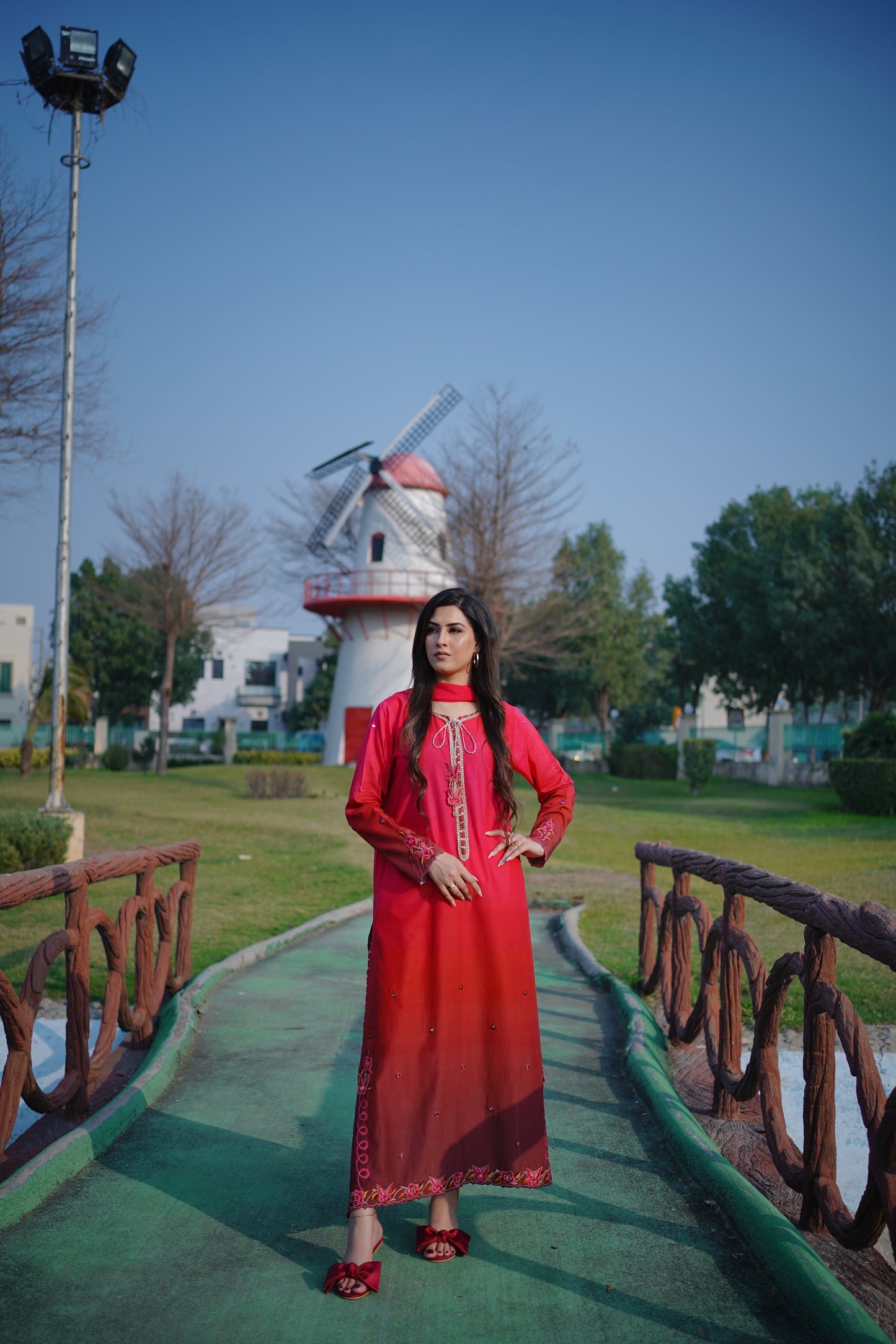 Pink Ombre Fancy Long Shirt (STITCHED)