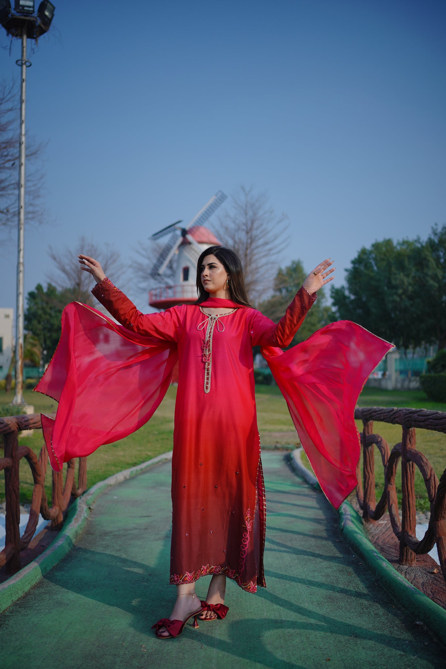 Pink Ombre Fancy Long Shirt (STITCHED)