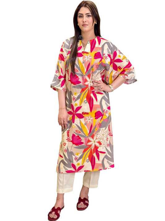 Digital Printed Viscose Dress - MR116