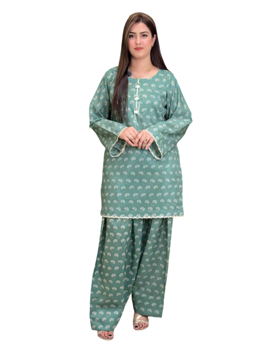Green Farshi Shalwaar Dress