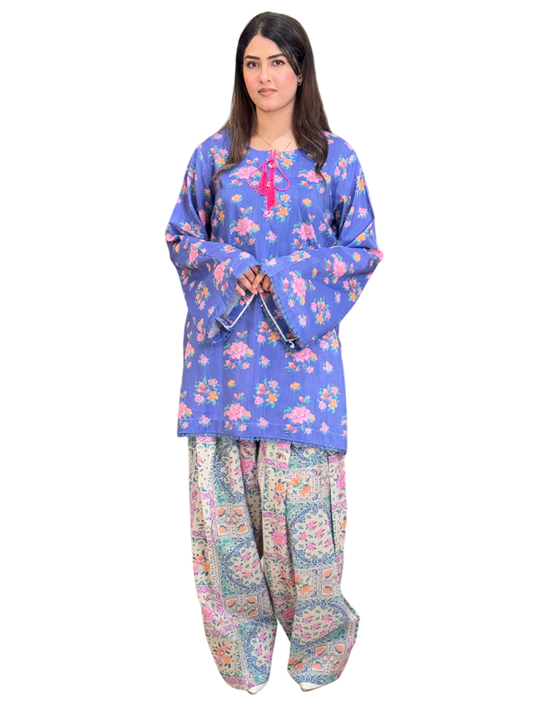 Blue Farshi Shalwaar and Shirt (Stitched)