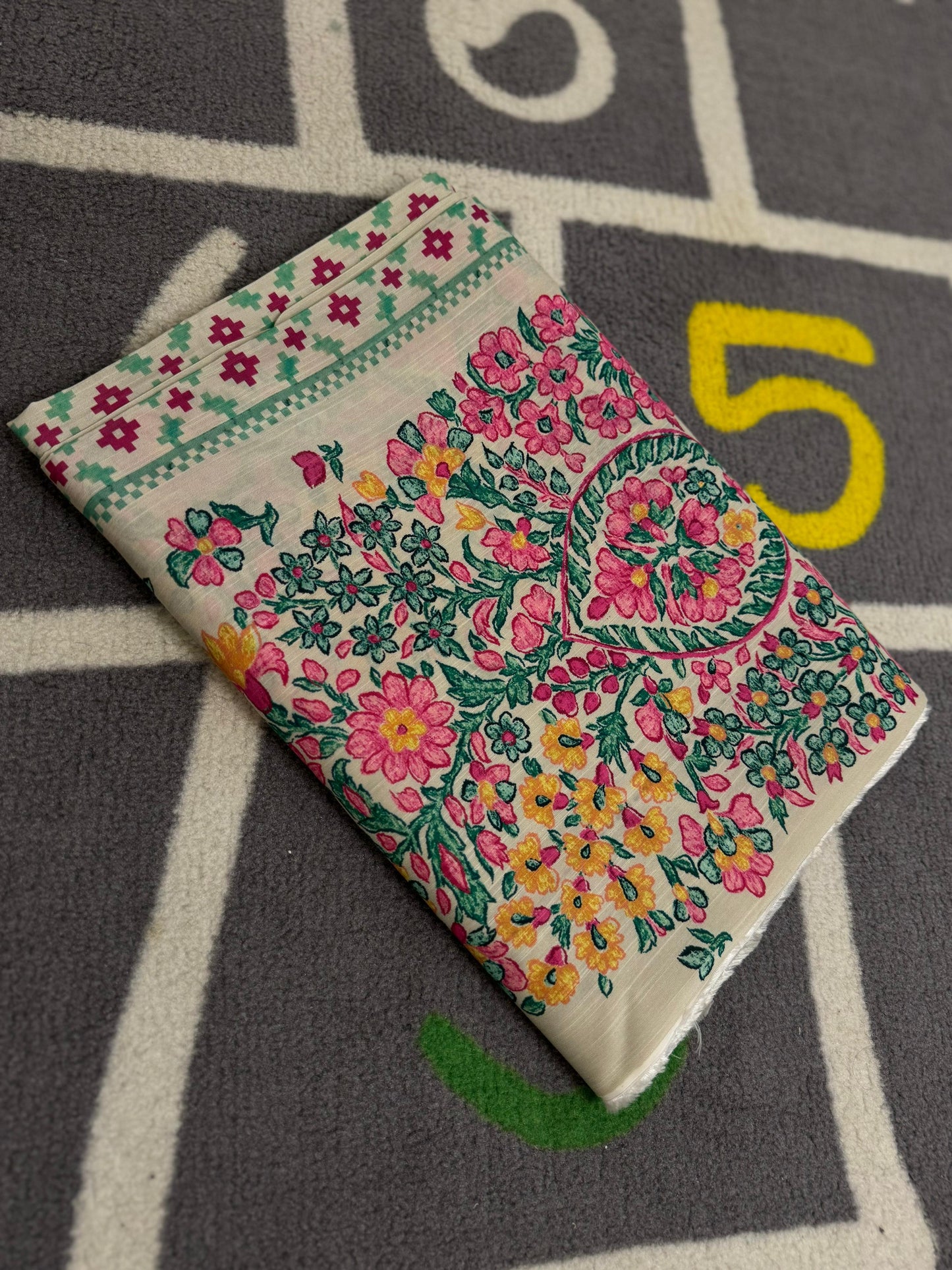 Skin Pink Green Floral Co-Ord set (Unstitched)