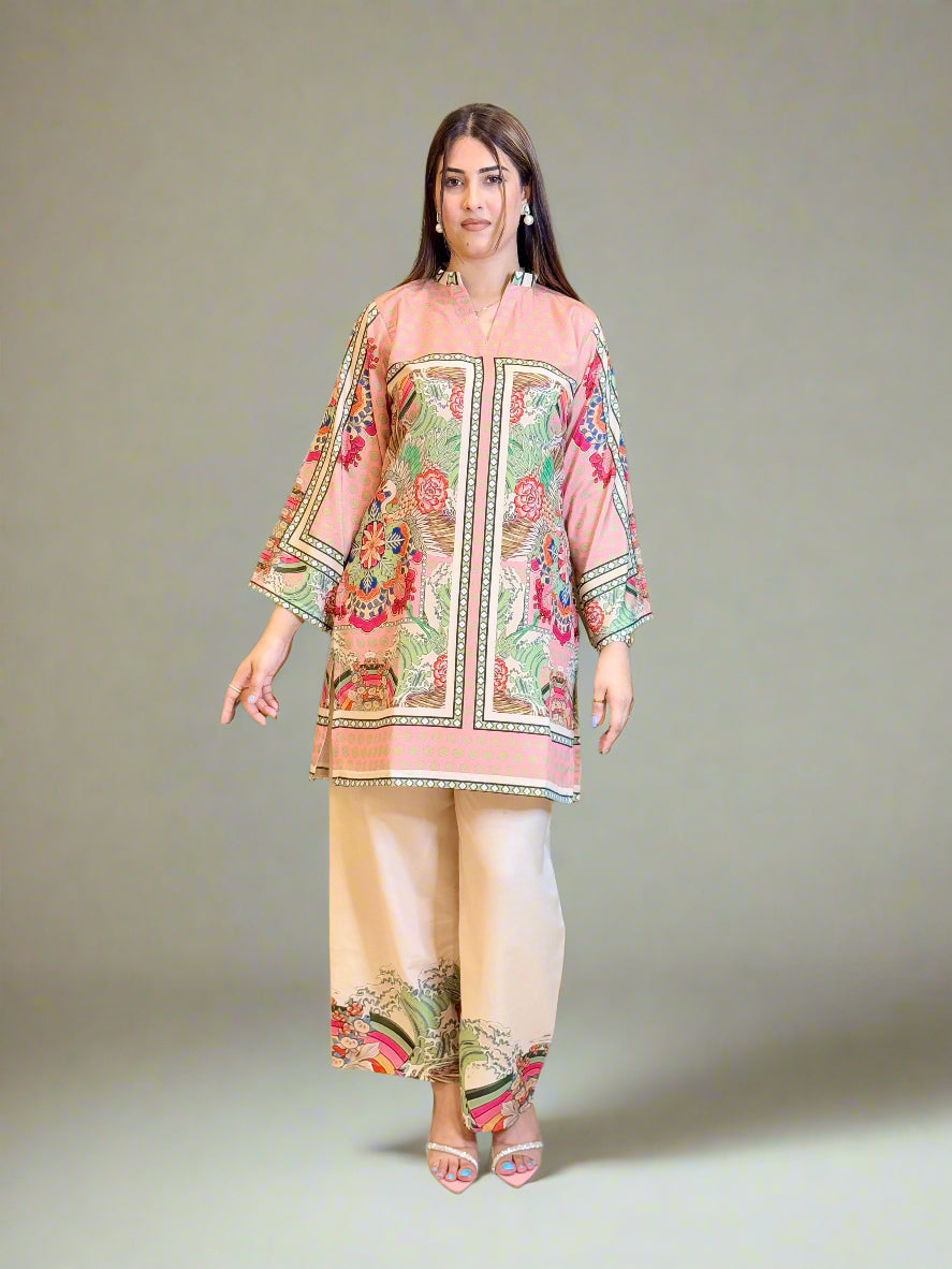 Pink Rose Blocks Shirt and Trouser (STITCHED)