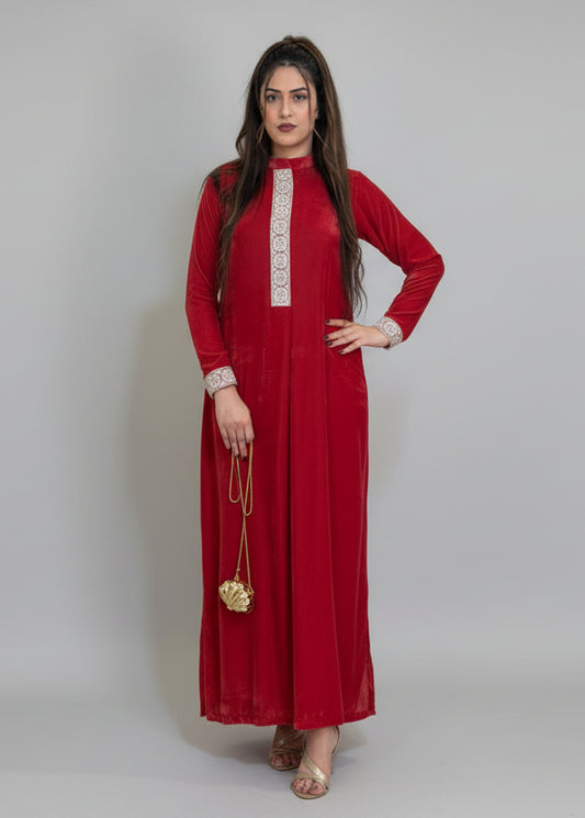 Red Velvet Long Shirt (STITCHED)