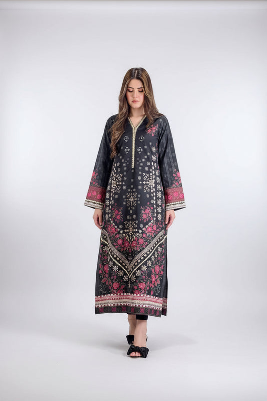 Black Red Roses Long Shirt (STITCHED)