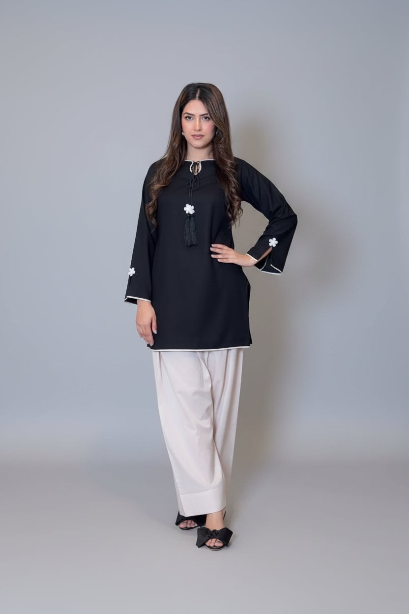 Black Shirt with White Trouser (STITCHED)
