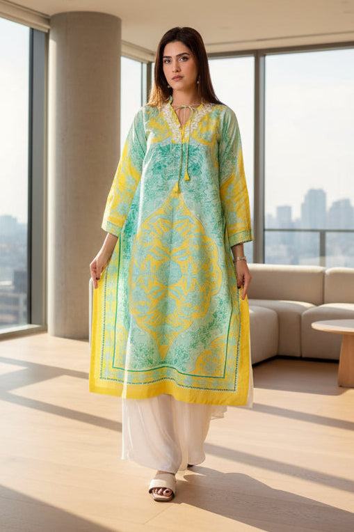 Buttery Green Long Shirt (STITCHED)