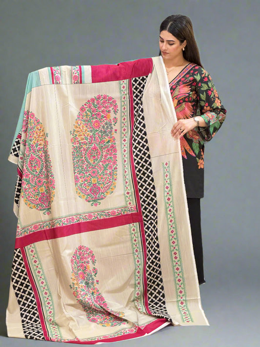 Skin Pink Green Floral Co-Ord set (Unstitched)