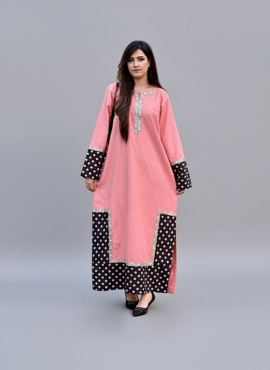 Pink Polka Dots Long Shirt (STITCHED)