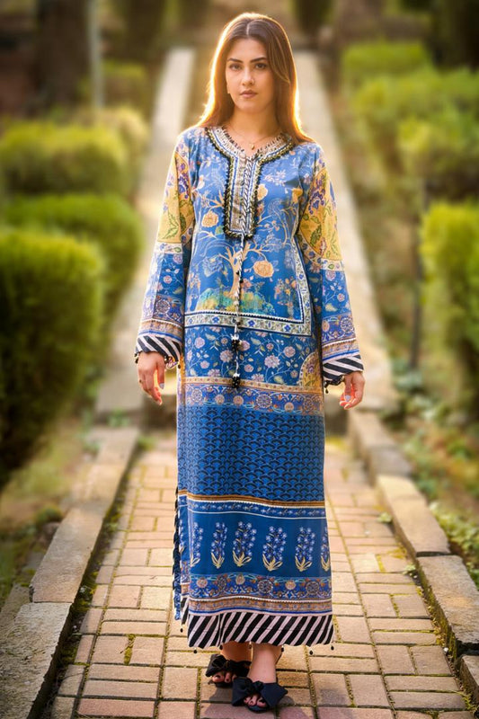 Blue Aqua Boutique Long Shirt (UNSTITCHED)