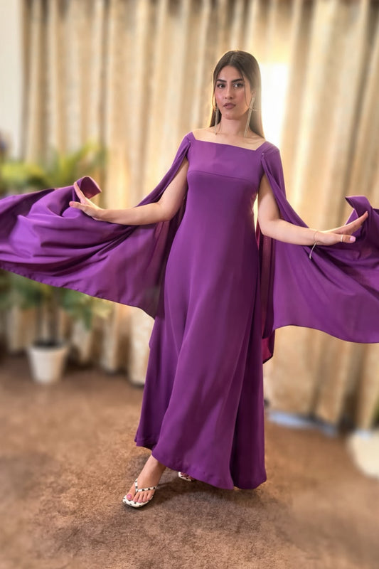 Purple Elara Long Sleeves Maxi (STITCHED)
