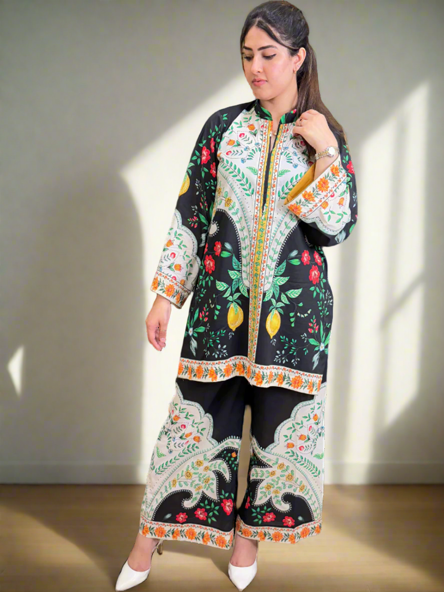 Black Lemon Shirt and Trouser (Unstitched)